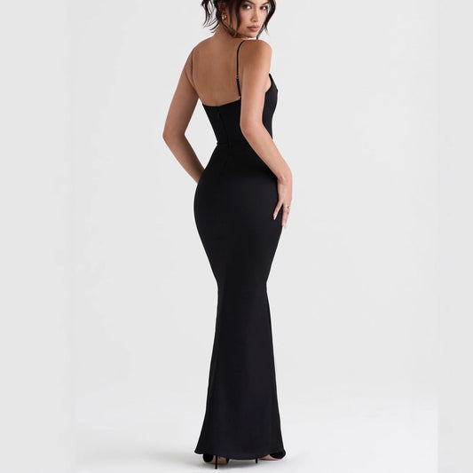 CD | Rochie maxi pentru femei - Bodycon fit - Bretele spaghetti - Tesatura elastica - Seara