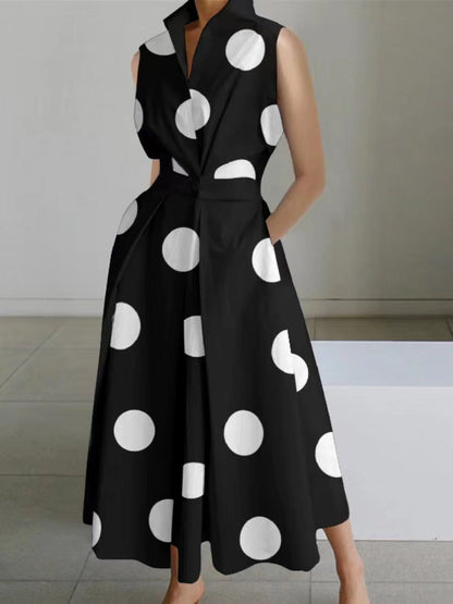CD | Doamnelor vara Swing moda Polka Dot buton rochii