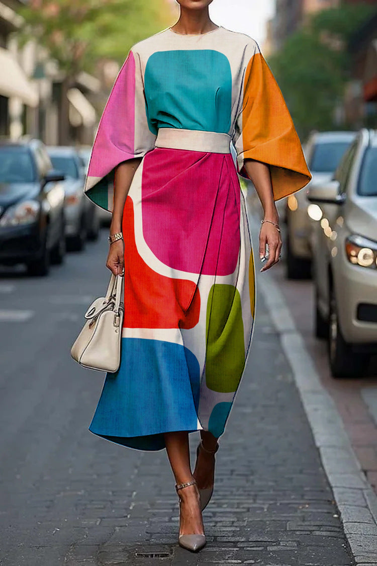 CD | Rochie lungă elegantă cu mâneci batwing