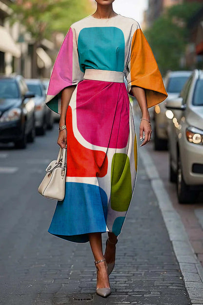 CD | Rochie lungă elegantă cu mâneci batwing