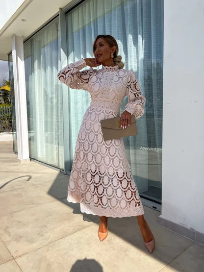 CD | Rochie midi elegantă din dantelă franțuzească