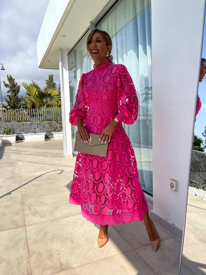 CD | Rochie midi elegantă din dantelă franțuzească