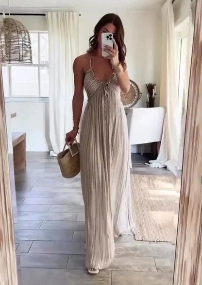 CD | Backless U colier rochie lungă