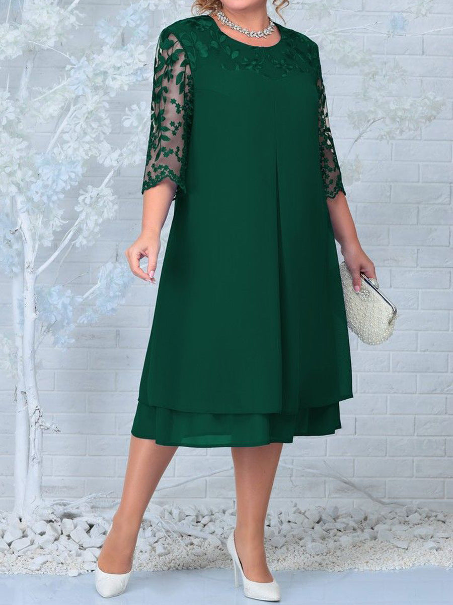 CD | Rochie midi din bumbac cu dantelă pe umeri