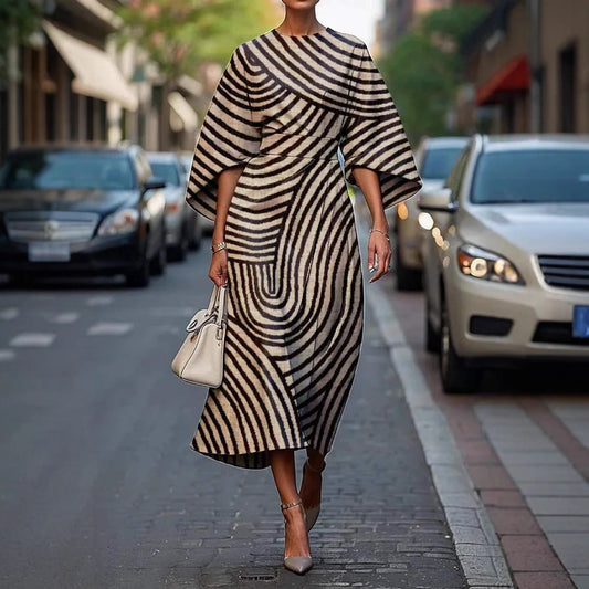 CD | Rochie lungă elegantă cu mâneci batwing