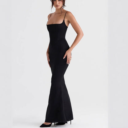 CD | Rochie maxi pentru femei - Bodycon fit - Bretele spaghetti - Tesatura elastica - Seara