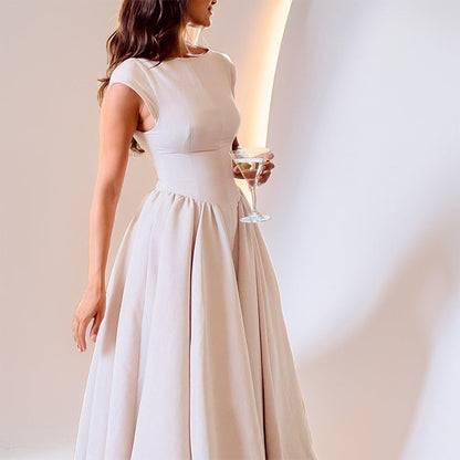 CD | Rochie midi fără mâneci pentru femei - fitted - fustă A-line - back cut-out Stil elegant