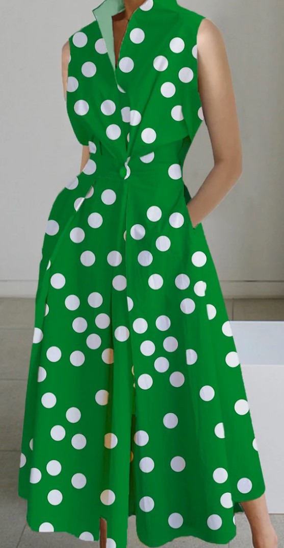 CD | Doamnelor vara Swing moda Polka Dot buton rochii