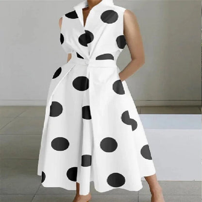 CD | Doamnelor vara Swing moda Polka Dot buton rochii