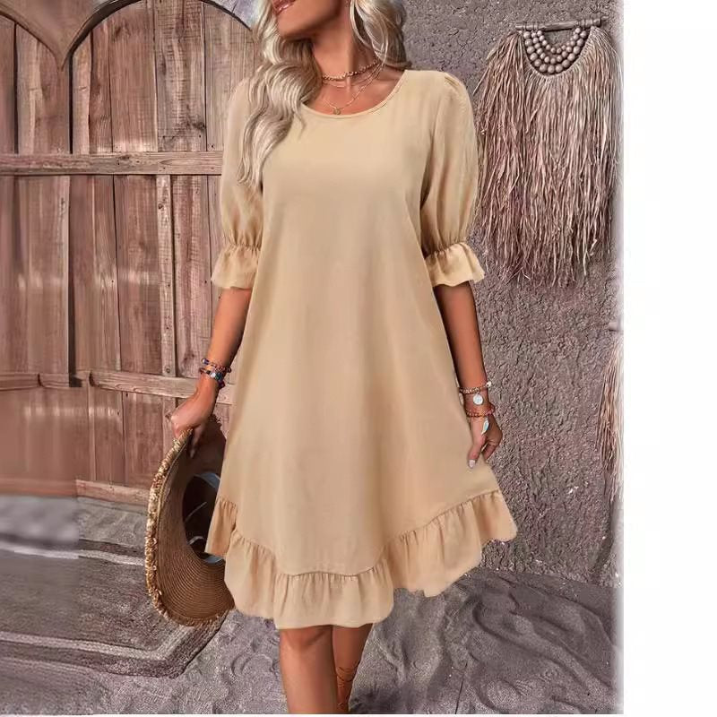 CD | Rochie midi pentru femei - Ținută relaxată - Mâneci încrețite - tiv fluid - Material respirabil