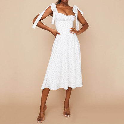 CD | Rochie midi pentru femei - off-the-shoulder - ruched top - fantă laterală - amestec de bumbac care curge