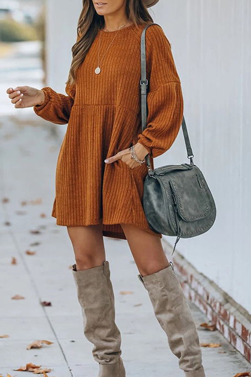 CD | Buzunare Rochie mini cu mâneci lungi