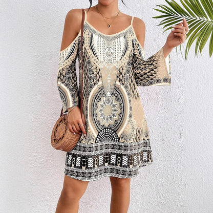 CD | rochie midi pentru femei - off-the-shoulder - fit relaxat - amestec respirabil