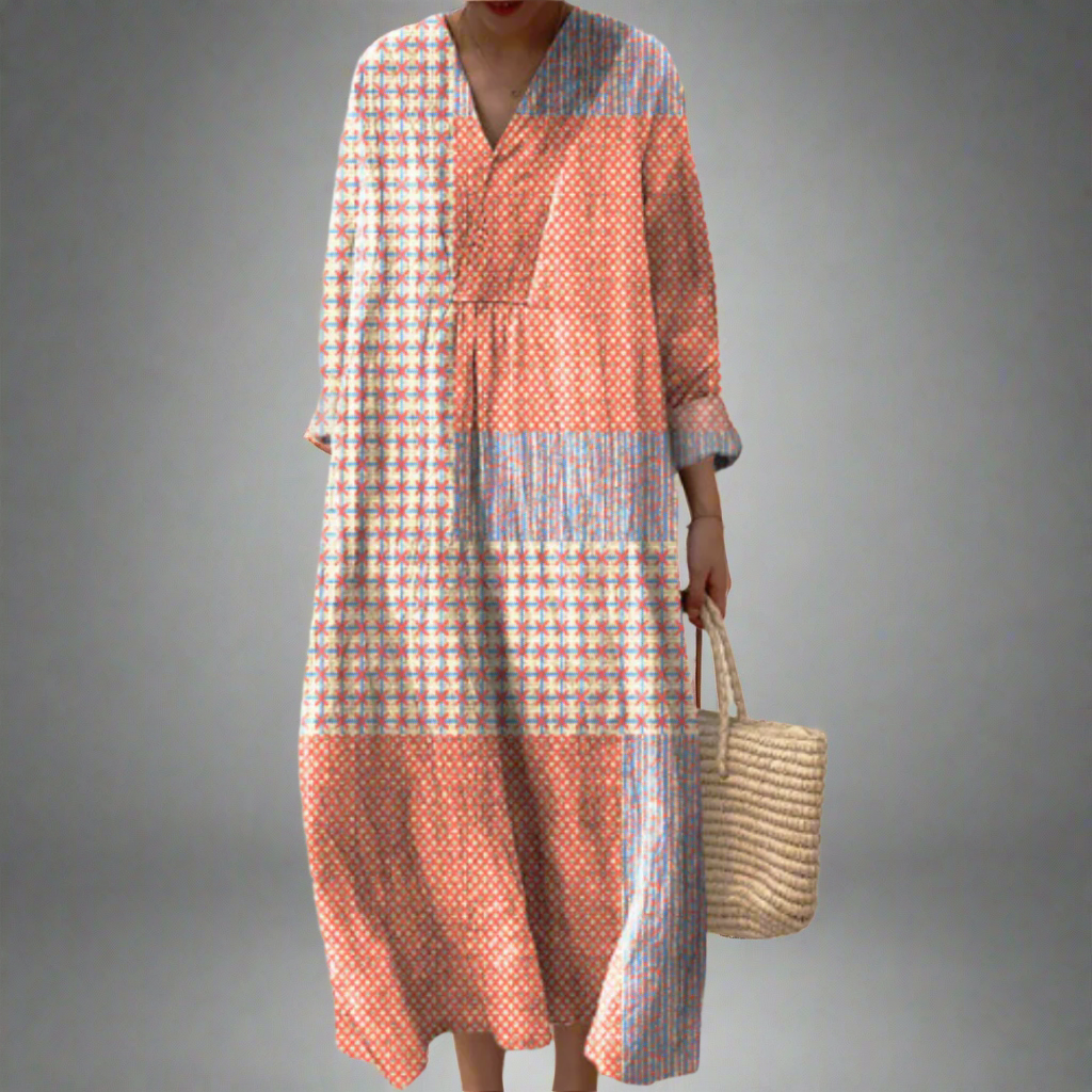 CD | Starburst coral patchwork rochie midi