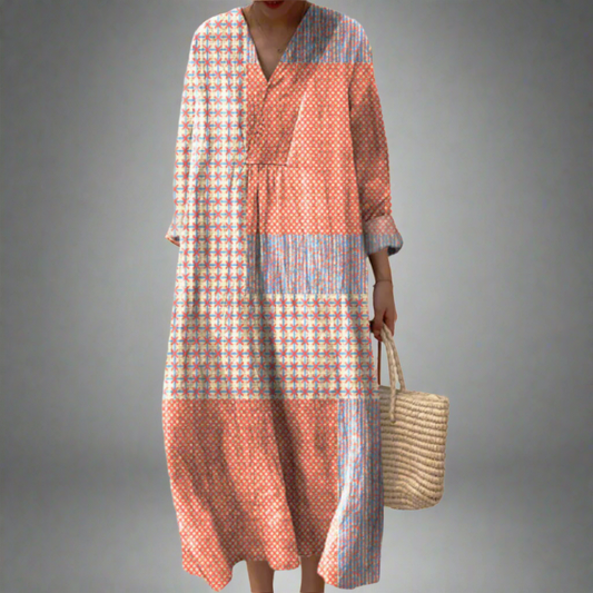 CD | Starburst coral patchwork rochie midi
