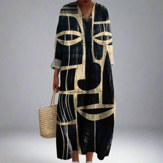 CD | Rochie midi artistică de inspirație tribală