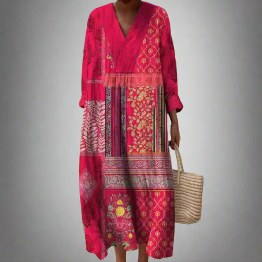 CD | Rochie lungă midi în patchwork boho