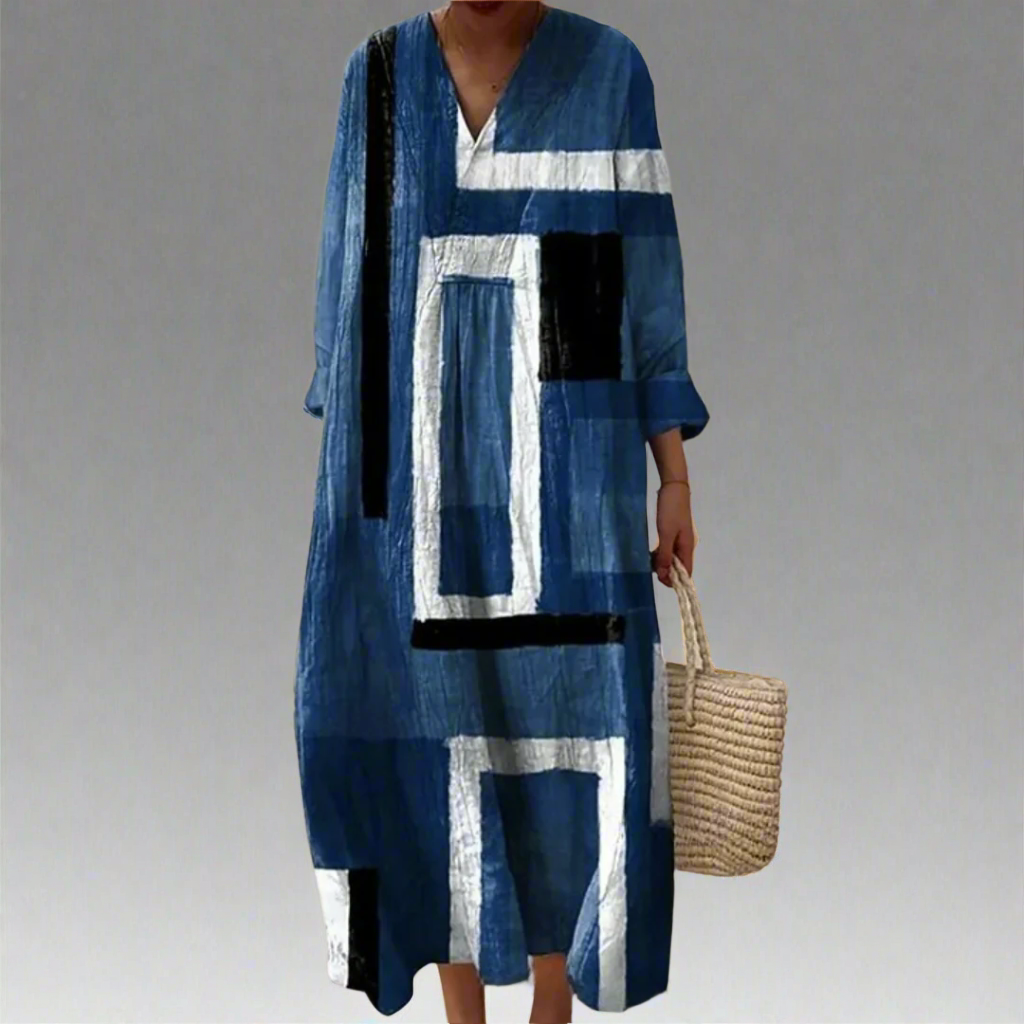 CD | Rochie maxi abstractă bleumarin