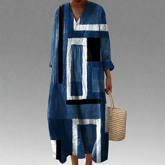 CD | Rochie maxi abstractă bleumarin