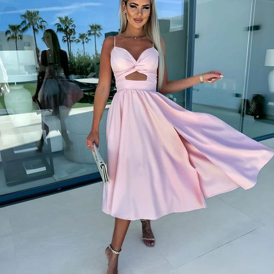CD | Rochie midi fără bretele cu fundiță