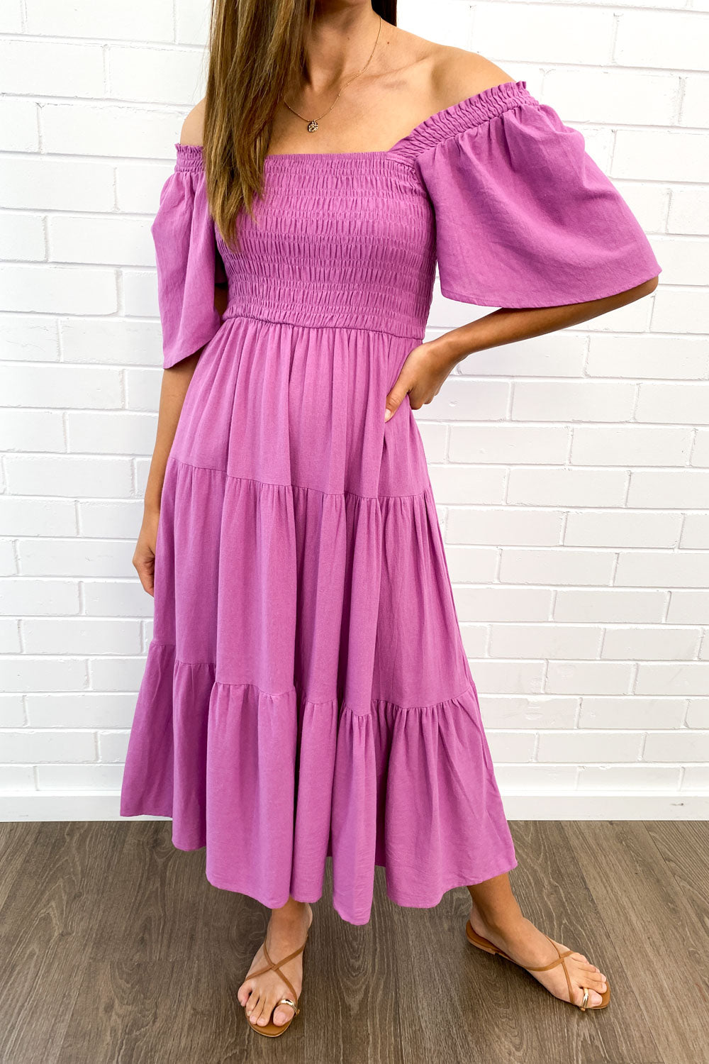CD | Rochie midi feminină fără umeri