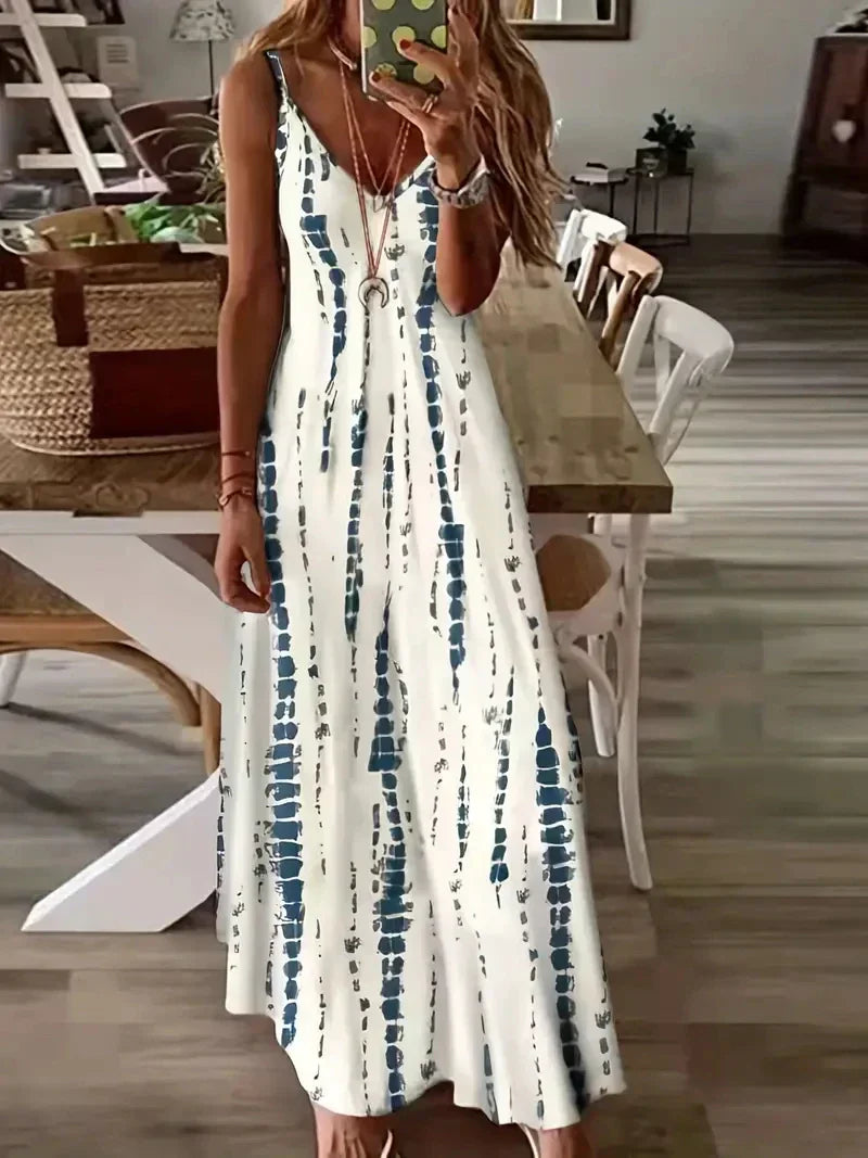 CD | Ladies V-neck tie-dye rochie maxi