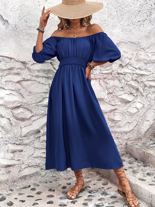 CD | Rochie midi de vară fără umeri pentru femei
