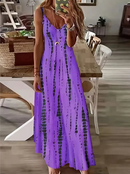 CD | Ladies V-neck tie-dye rochie maxi