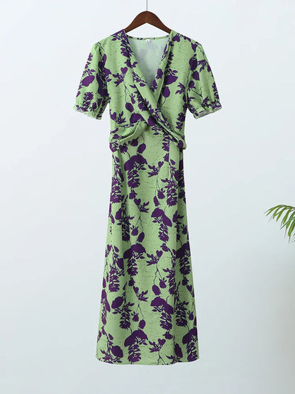 CD - Rochie maxi răsucită cu imprimeu floral pentru femei