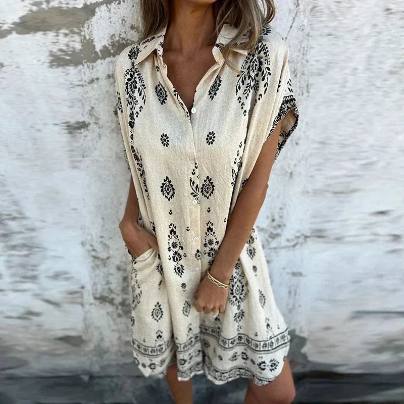 CD | Rochie midi cu buzunare cu nasturi