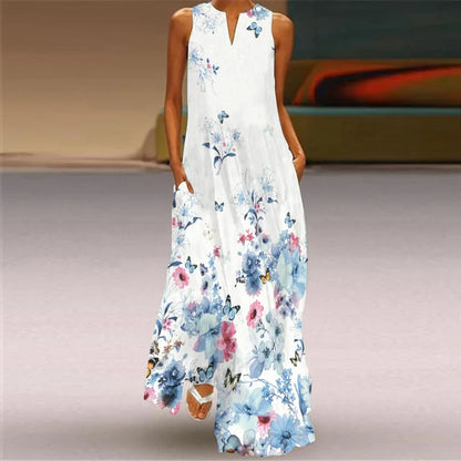 CD | Femei la modă și sexy slit v-neck rochie maxi