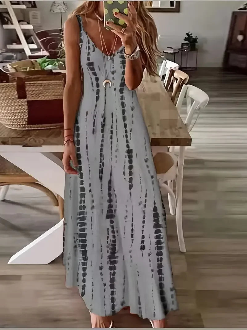 CD | Ladies V-neck tie-dye rochie maxi