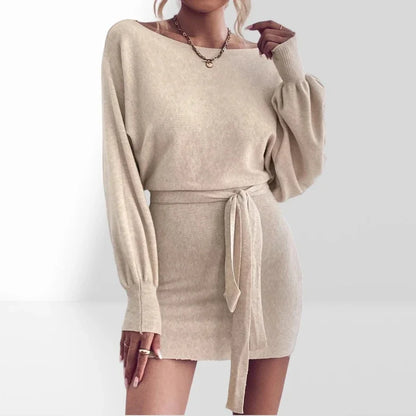 CD | Elegant maneca lunga bodycon rochie femei lână mini rochie