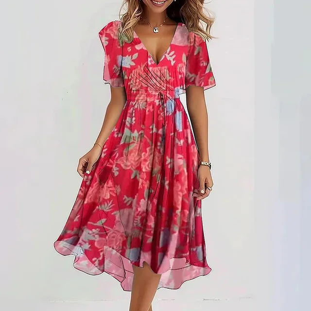 CD | Rochie midi elegantă cu mâneci scurte pentru orice ocazie