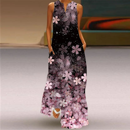 CD | Femei la modă și sexy slit v-neck rochie maxi