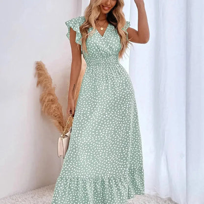 CD | Amazon Cross Border Foreign Trade Femei V-Neck talie rochie lungă