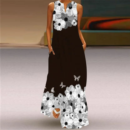 CD | Femei la modă și sexy slit v-neck rochie maxi