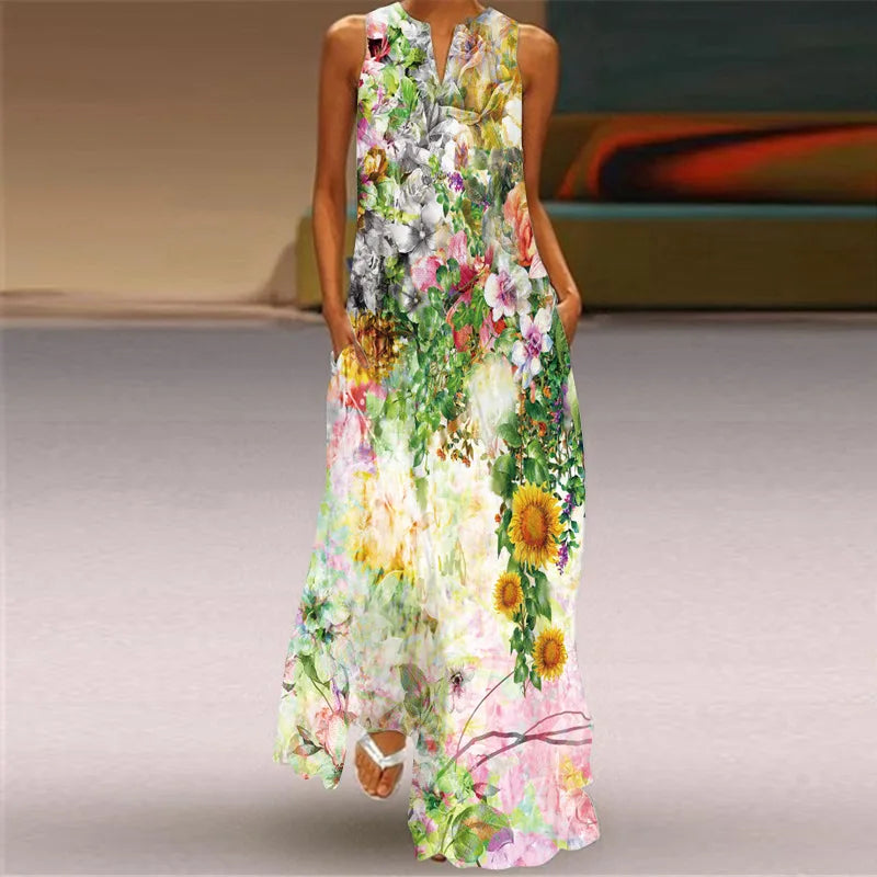 CD | Femei la modă și sexy slit v-neck rochie maxi