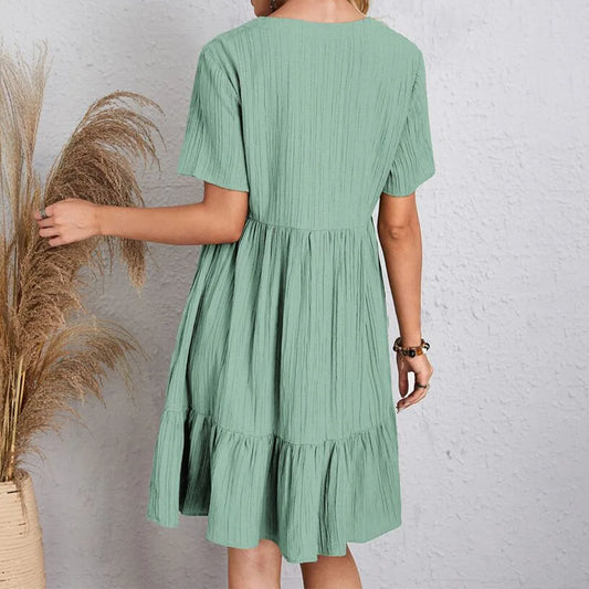 CD | Rochie mini boho trendy cu tiv cu volane