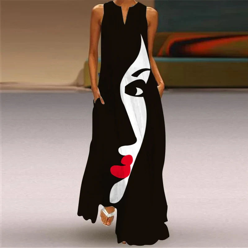 CD | Femei la modă și sexy slit v-neck rochie maxi
