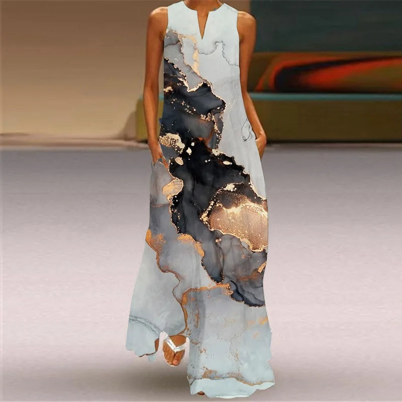 CD | Femei la modă și sexy slit v-neck rochie maxi