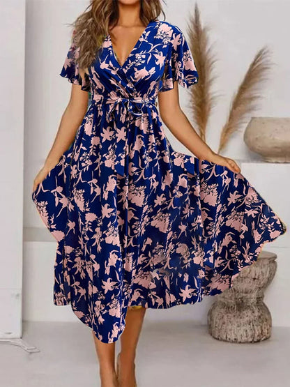 CD | Rochie midi elegantă cu imprimeu floral romantic