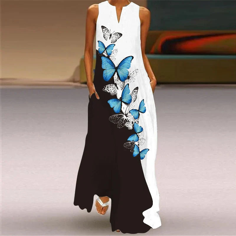 CD | Femei la modă și sexy slit v-neck rochie maxi
