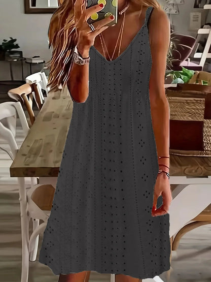 CD | 2024 AliExpress Europa și Statele Unite ale Americii Plus Dimensiune femei de vară New Neckline Jacquard V-Neck Strap Unicoloured Dress