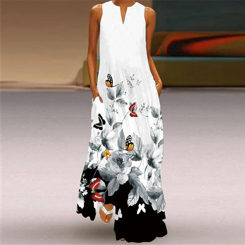 CD | Femei la modă și sexy slit v-neck rochie maxi