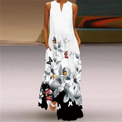 CD | Femei la modă și sexy slit v-neck rochie maxi