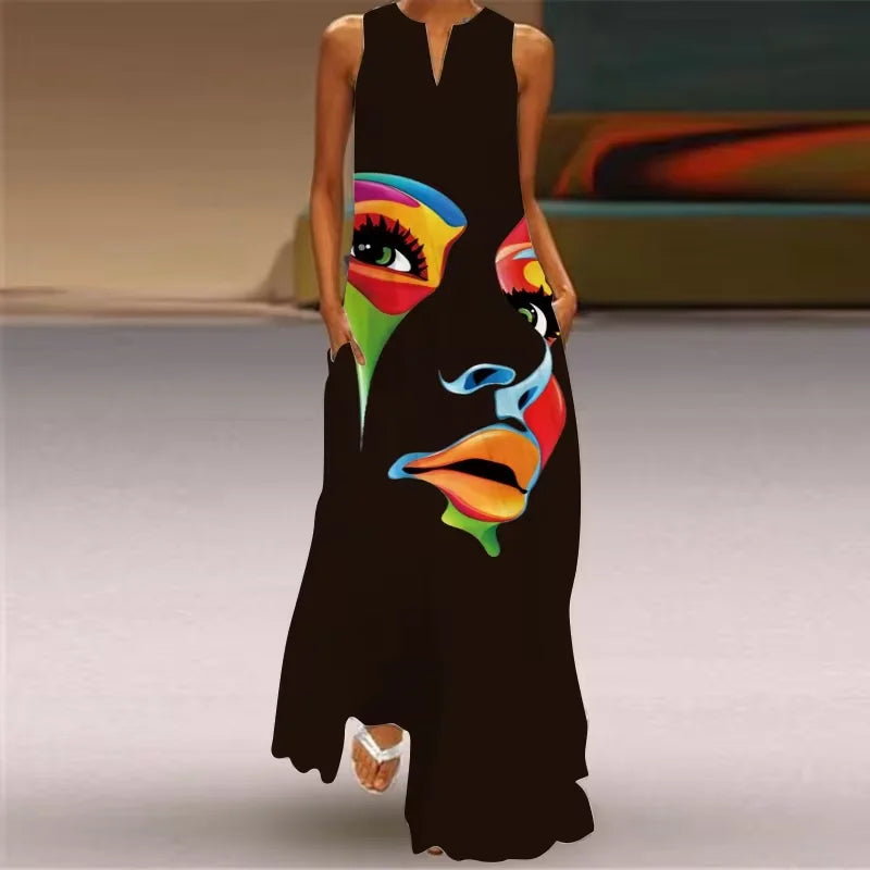 CD | Femei la modă și sexy slit v-neck rochie maxi