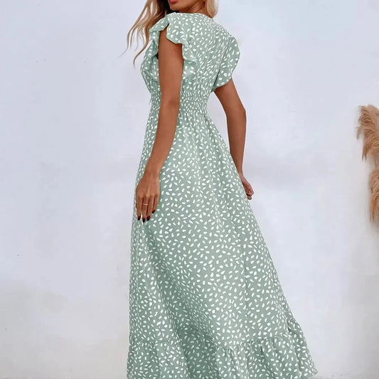 CD | Amazon Cross Border Foreign Trade Femei V-Neck talie rochie lungă