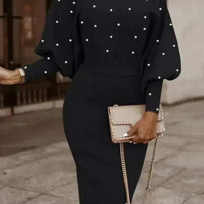 CD | Elegant maneca lunga bodycon rochie femei lână mini rochie