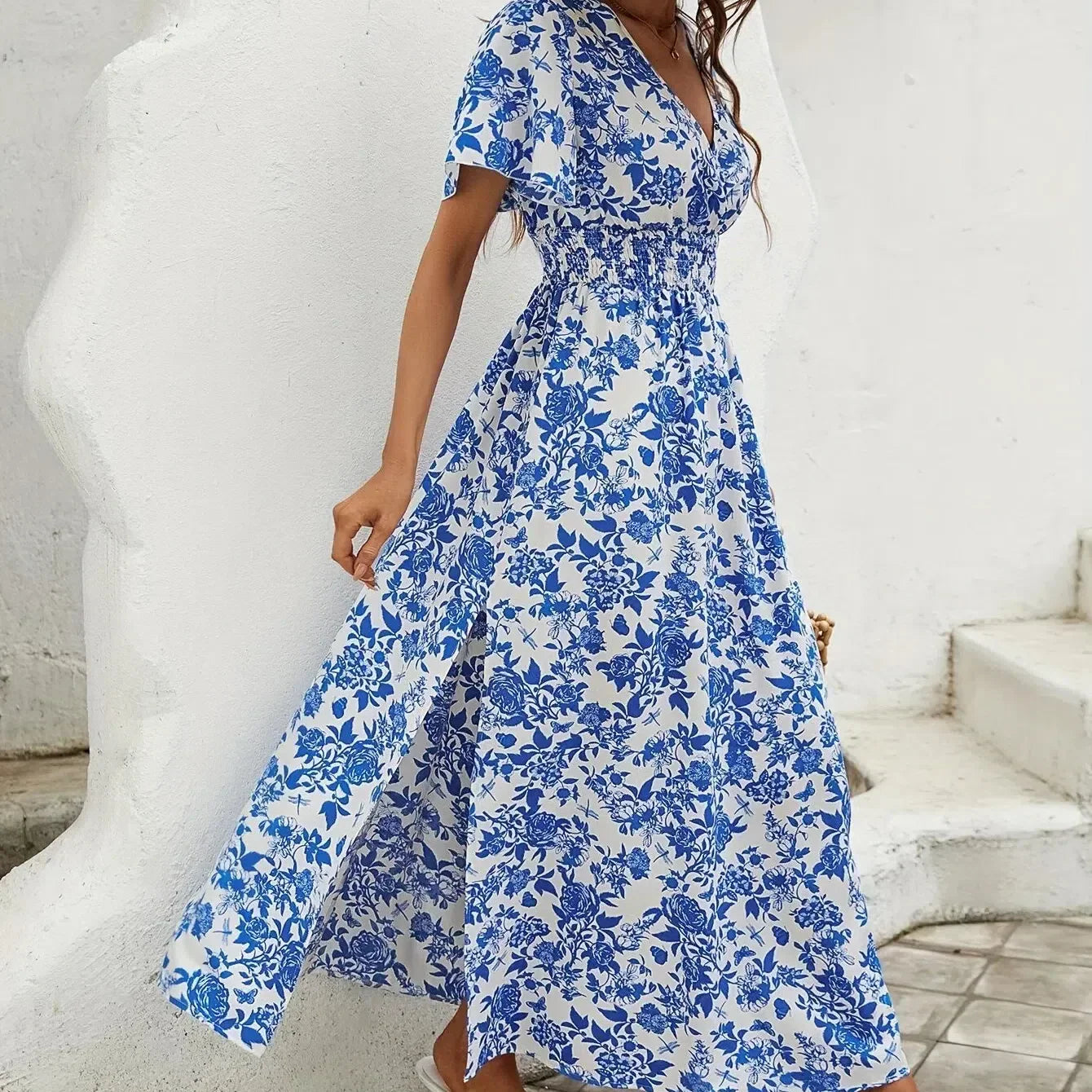 CD | Femei Boho Print Mini rochie de vară Elegant Sleeveless Sundress